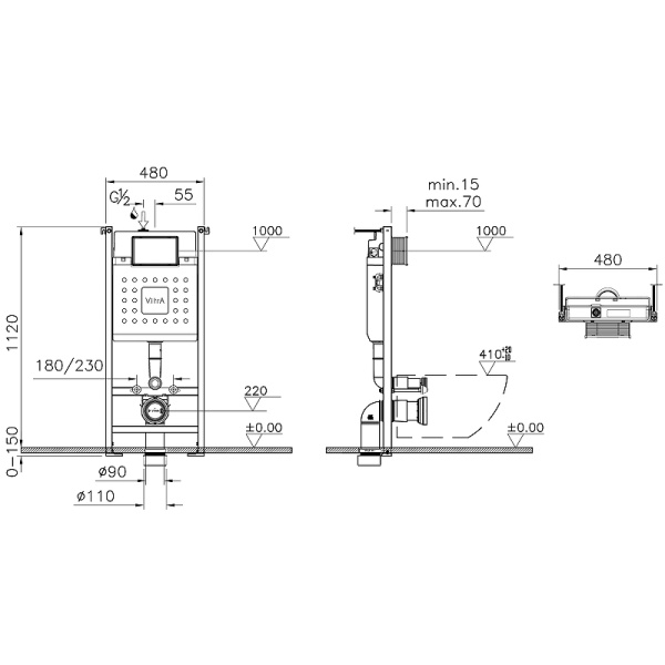 Инсталляция с унитазом Vitra L-Box Mia Round  9873B003-7201