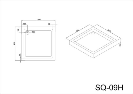 Душевой поддон Black&White Stellar Wind QC-08H
