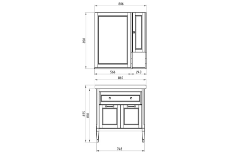 Тумба под раковину ASB-Woodline   Гранда 85 11487 (серый)