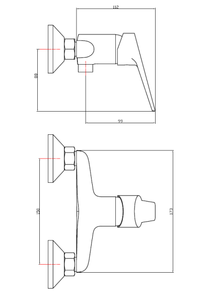 Смеситель для душа ESKO Murano MR 80, хром
