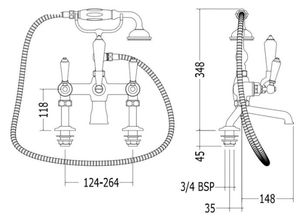 Смеситель для ванны Devon&Devon Dandy MARF40MCR