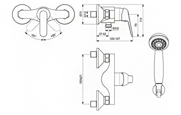 Смеситель для душа с душевым гарнитуром Vidima Fine BA387AA