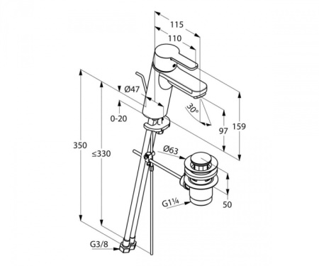 Однорычажный смеситель на умывальник Kludi Logo Neo 372909175