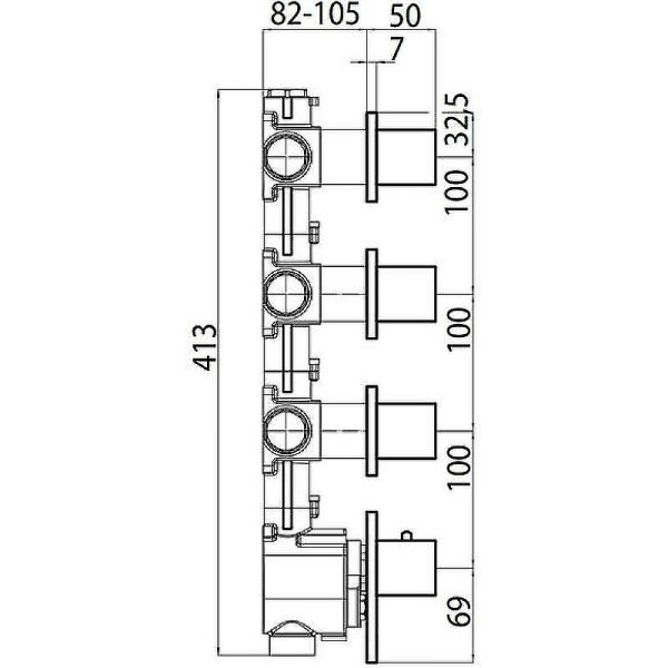 Скрытая часть на три потребителя Bossini Outlets Z030202000