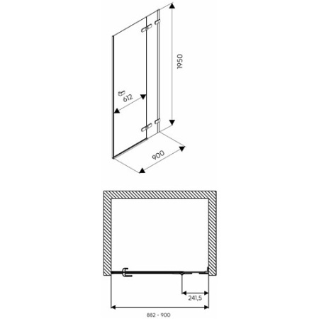 Двери распашные Kolo Next Reflex (правые) HDRF90222003R