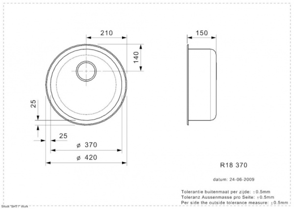 Мойка кухонная Reginox R18 370 Ø420 ^Lux 2362