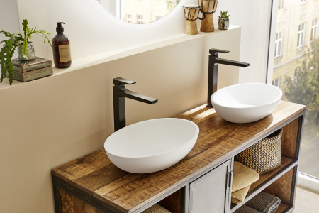 Смеситель для раковины с донным клапаном Push-Open Hansgrohe Metropol 32512670 черный матовый