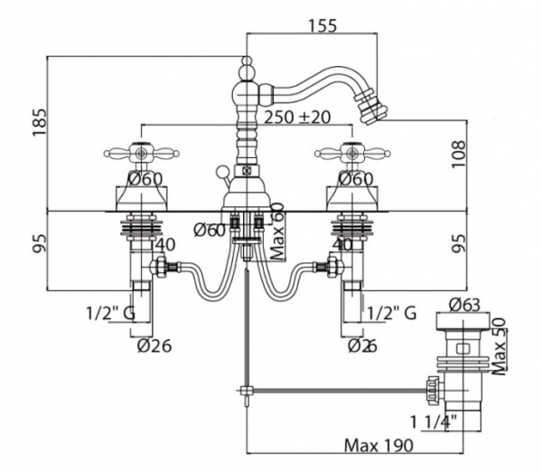 Смеситель  для биде Cezares Nostalgia BBS2-01