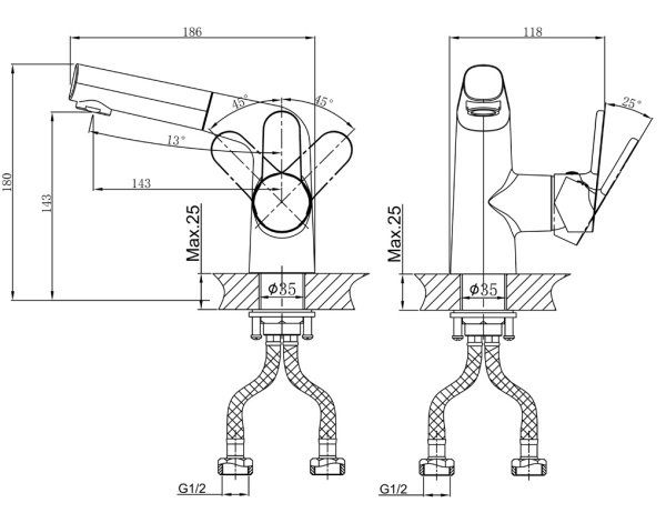 Смеситель для раковины с выдвижной лейкой Rhein.Marx D&K (DA1392141)