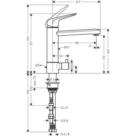 Смеситель для кухни HANSGROHE 71813000