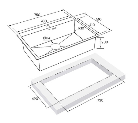 Кухонная мойка Paulmark  Vast PM217551-GM вороненая сталь