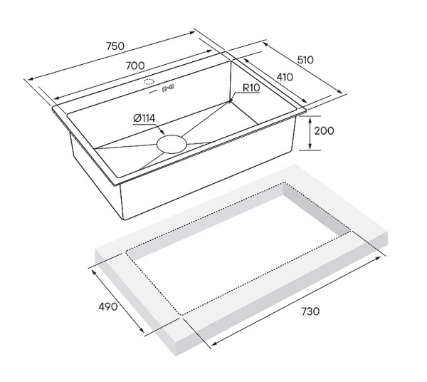Кухонная мойка Paulmark  Vast PM217551-GM вороненая сталь