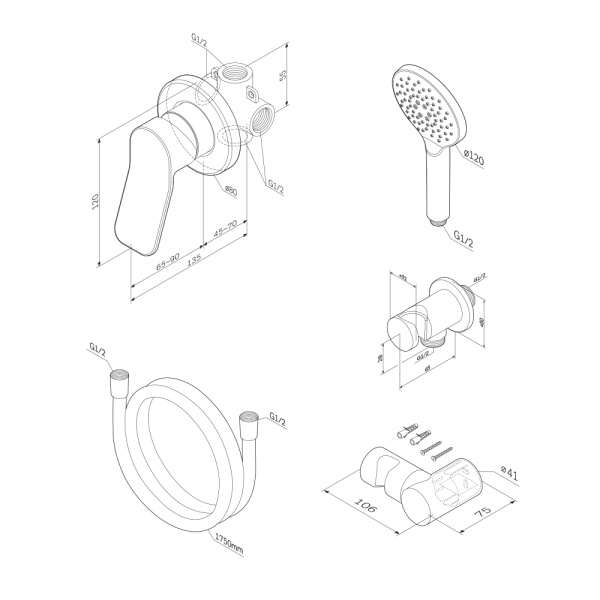 Душевой набор Am.Pm X-Joy FB85A2H022 Душевой набор Am.Pm X-Joy FB85A2H022