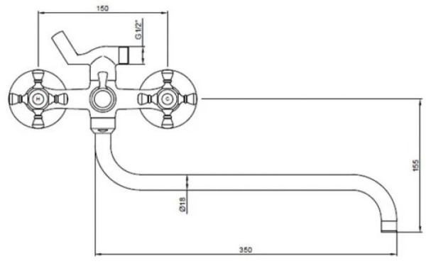Смеситель для ванны и душа Kaiser Grace 11070К, хром