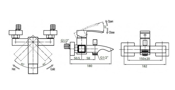 Смеситель для ванны Cezares Quattro QUATTRO-C-VD-01