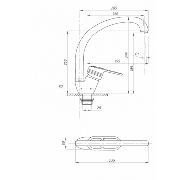 Смеситель для кухни FAUZT FZs-863-130 тип См-МОЦБА