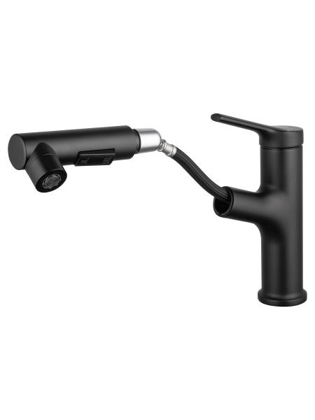 Смеситель для раковины с выдвижным изливом WONZON & WOGHAND, черный матовый WW-A40862-MB