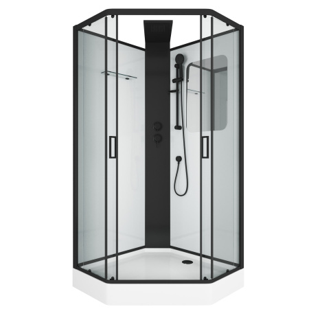 Душевая кабина (90х90) Grossman Elegans GR251D раздвижная, черный, прозрачный