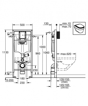 Инсталляция GROHE Solido 5в1 Euro Ceramic WC ArenaCosmo 39700 000 (39700000)