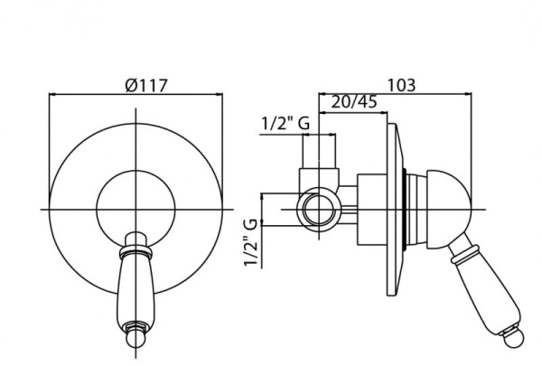 Смеситель для душа Cezares Elite ELITE-DIM-03/24-Bi