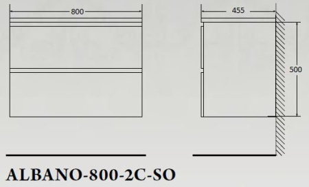 База под раковину подвесная BelBagno ALBANO-800-2C-SO-BL Bianco Lucido