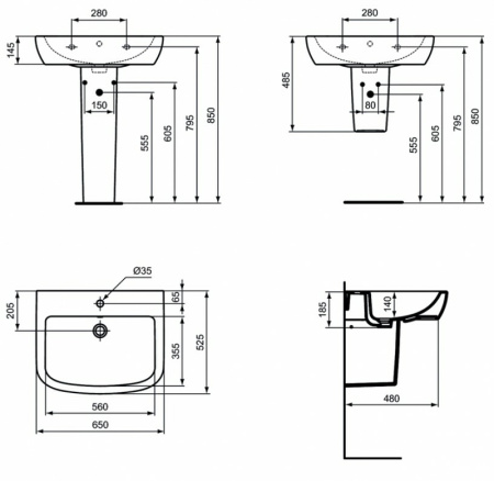 Раковина подвесная Ideal Standard Tempo (65x53) T056301