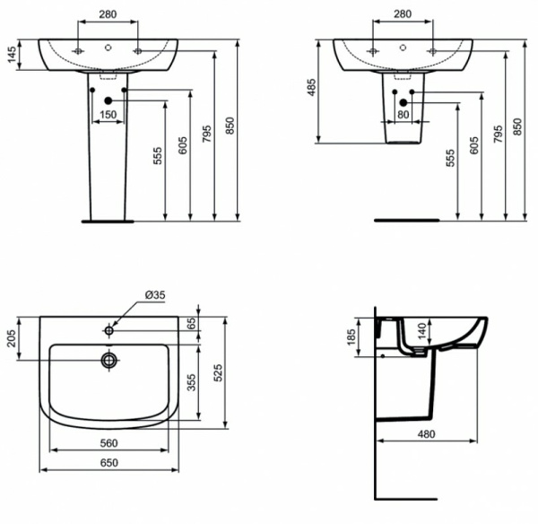 Раковина подвесная Ideal Standard Tempo (65x53) T056301