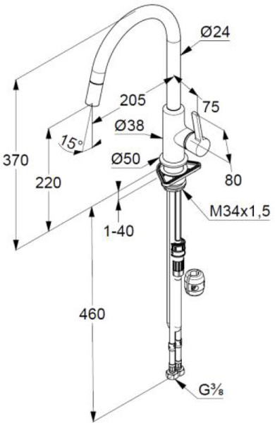 Смеситель для кухни с выдвижным изливом Kludi Bingo Star XS 468510578