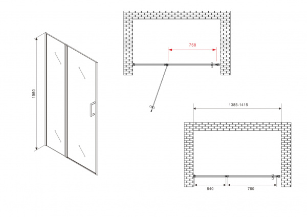 Душевая дверь (140х195) ABBER Sonnenstrand AG04140S хром, распашная