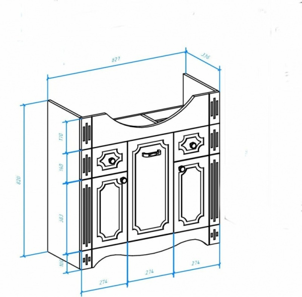 Тумба под раковину Bellezza Кантри 85 4639914000019
