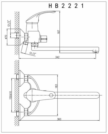 Смеситель для ванны Haiba HB2221