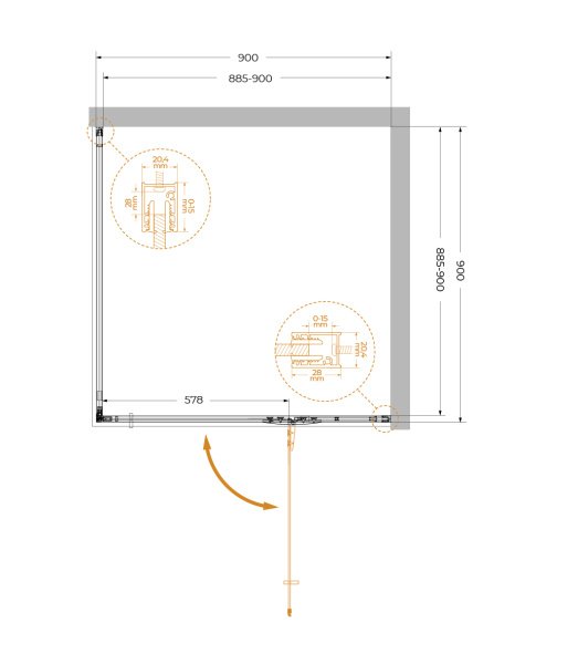 Душевой уголок (90х90) CEZARES LINER LINER-A-1-90-C-NERO-R