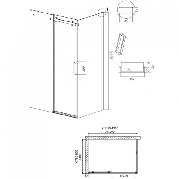 Душевой уголок (120х80) Grossman Classic 120.K33.04.1280.10.00