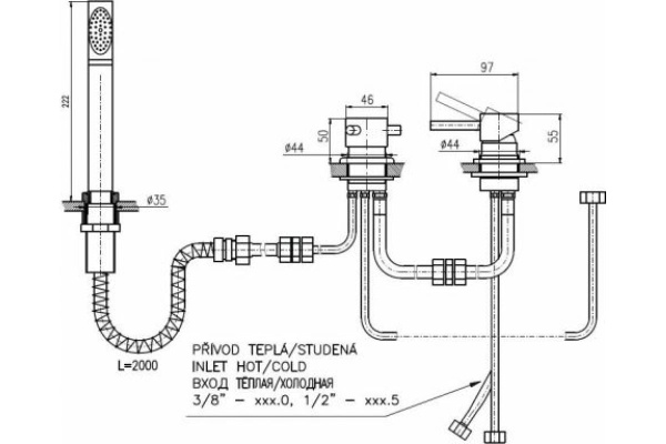 Смеситель на борт ванны Rav Slezak Seina SE975.5PZ