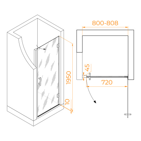 Душевая дверь 80 см RGW Hotel HO-011 350601108-11 прозрачное