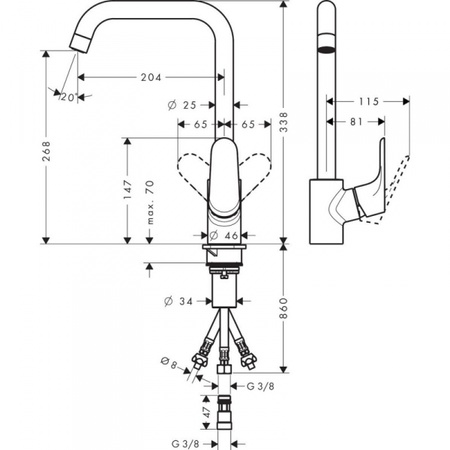Смеситель для кухонной мойки Hansgrohe Focus M41 73883000