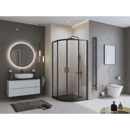 Поддон из искусственного мрамора BelBagno TRAY-MR-UNO-R-90-550-35-NERO-CR