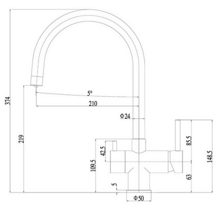 Смеситель для кухни Zorg INOX SZR-7020