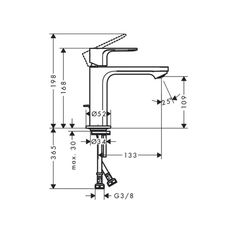 Смеситель для раковины без донного клапана CoolStart Hansgrohe Rebris S 72520000 хром