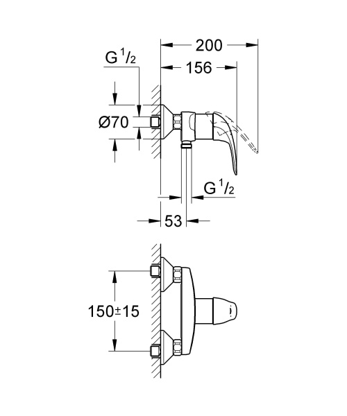Смеситель для душа однорычажный Grohe Euroeco 32740 000 (32740000) хром