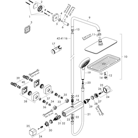 Душевая система с термостатом Hansgrohe Croma E Showerpipe 280 1jet 27630000 хром