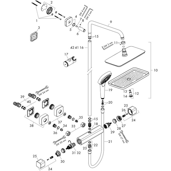 Душевая система с термостатом Hansgrohe Croma E Showerpipe 280 1jet 27630000 хром