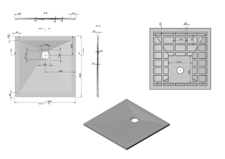 Душевой поддон из искусственного камня  (80х80) Vincea VST-4SR8080W, белый матовый