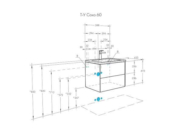 Тумба с раковиной Aquaton Сохо 60 1A2580K1AJ9A0