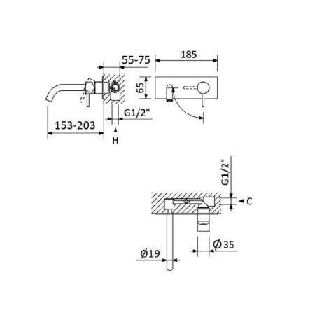 Смеситель для раковины Cezares Leaf LEAF-BLI1-20-L-BIO