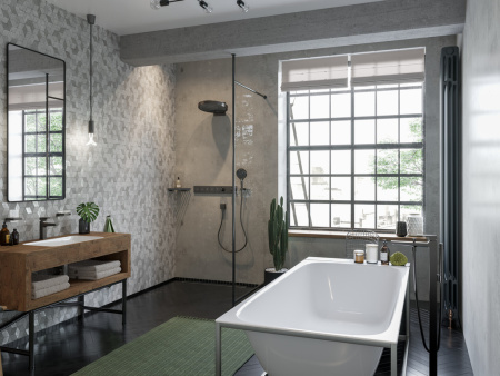 Смеситель для ванны напольный Hansgrohe Metropol 32532340 шлифованный черный хром