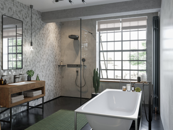 Смеситель для ванны напольный Hansgrohe Metropol 32532340 шлифованный черный хром