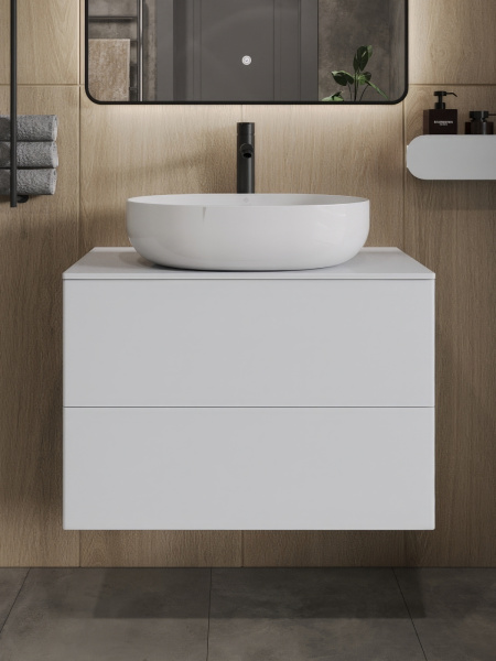 Тумба с раковиной подвесная 75 см, Orange Otto Ot-75TuMDF+B05-520W белый глянец