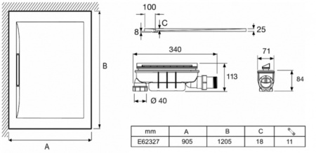 Душевой поддон из материала Flight Jacob Delafon Flight Pure 120x90 E62327-00
