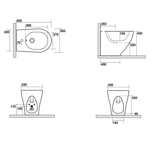 Напольное биде Kerasan Aquatech 372201*1 белый